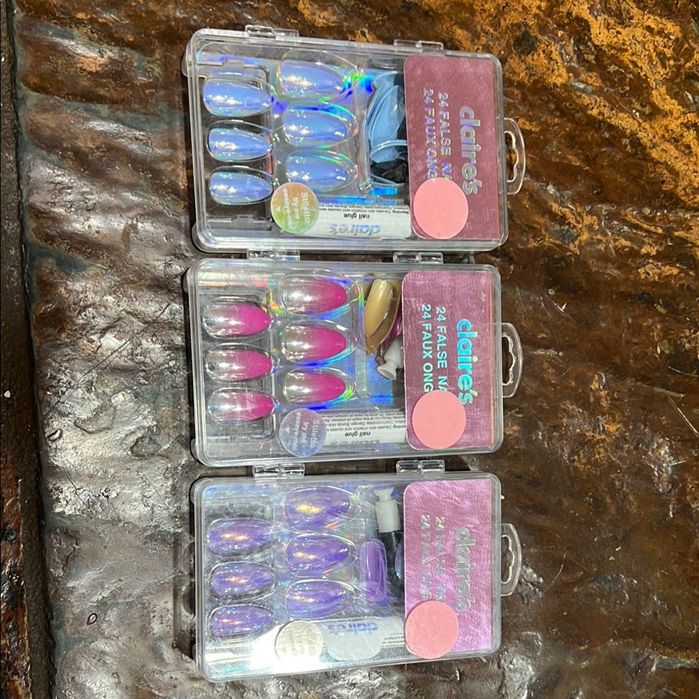 Claire's Iridescent Nail Tools Set Purple Blue Shimmer